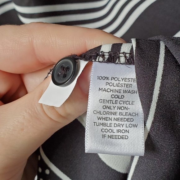 LOFT Black and White Stripe Long Sleeve Blouse - Picture 4 of 5